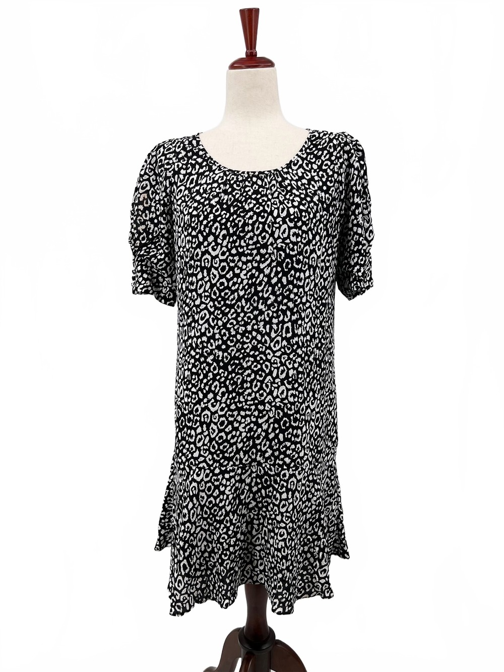 Joie Black White Midi Dress Scoop Neck Animal Print | Womens S
